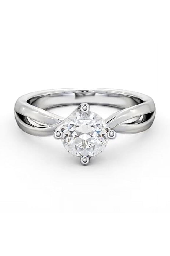 Round-Cut 1.6 Ct Lab-Created Diamond Twisted-Shank Engagement Wedding Ring – 14K White-Gold Plated – Perfect Birthday Gift for Her