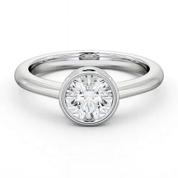 Spot Jewel Round-Cut 1.8 Ct Lab-Created Diamond Bezel-Set Solitaire Engagement Ring – 14K White-Gold Plated – Women’s Wedding Anniversary Bridal Jewelry