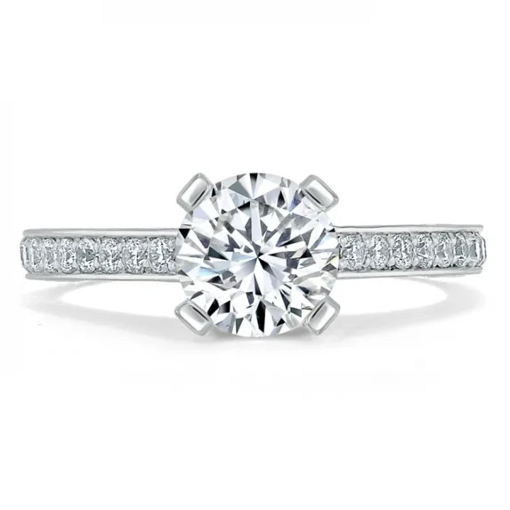 Spot Jewel Round Cut 2.1 Ct Diamond Ring - 14K White Gold Over Wedding Anniversary Ring for Her - Modern Birthday Ring - Solitaire with Accents Ring Gift - Gorgeous Anniversary Gift for Women's