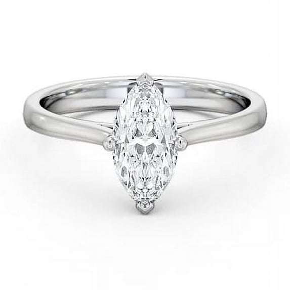 Spot Jewel Silver Engagement Ring - 2.1 Ct Marquise Cut Lab Created Diamond Solitaire Ring - 14K White Gold Plated - Classic Wedding Jewelry for Women - Bridal Gift