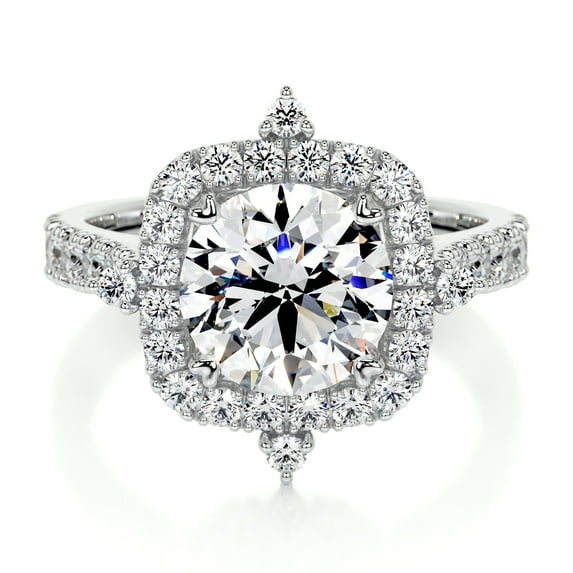 Spot Jewel Wedding Ring - Round Cut Brilliant 2 Ct Diamond Ring - 14K White Gold Plated Diamond Ring - Engagement Wedding Diamond Ring - Eternity Band Diamond Ring - Floral Diamond Ring