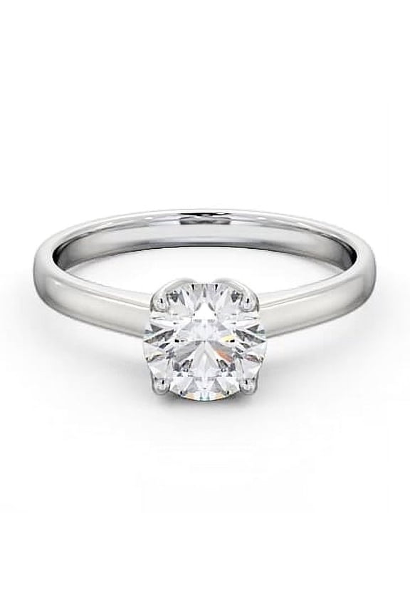 Women’s Round-Cut 1.6 Ct Lab-Created Diamond Ring – 14K White-Gold Plated Solitaire – Engagement Wedding with Open-Prong Design – Casual & Office Wear Gift