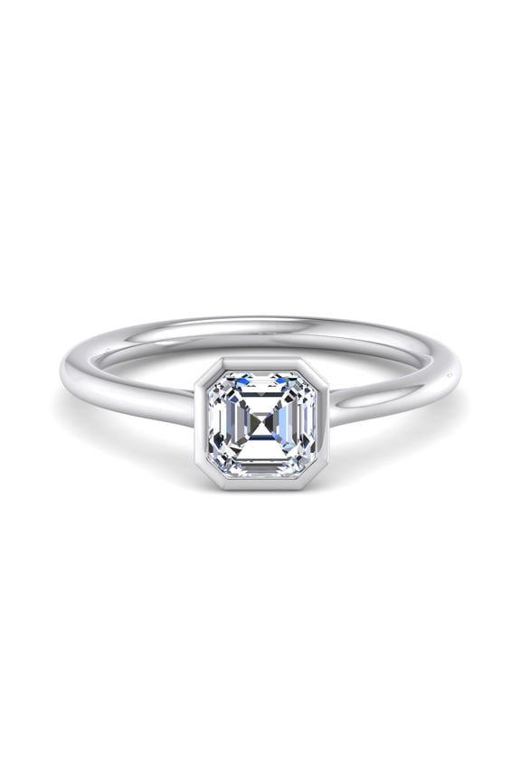 ry 1.4 Ct Asscher Cut Solitaire Diamond Ring - Moissanite Bezel Set for Women - Crafted in 14K White Gold Plated - Engagement and Special Occasion Jewelry