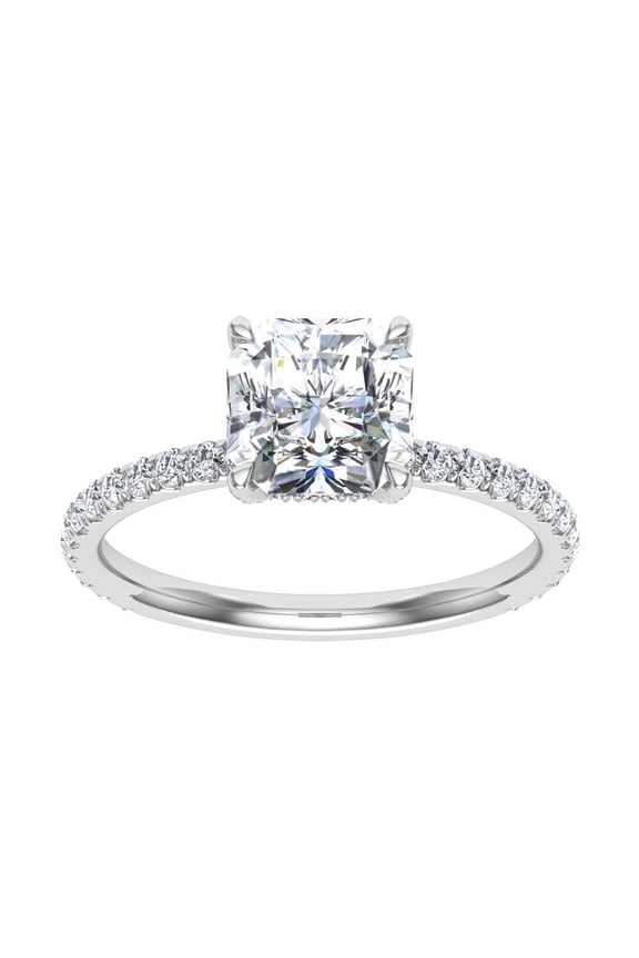 ry 1.5 Ct Moissanite Ring - 14K White Gold Plated Hidden Halo Engagement Wedding Ring - Round Cut Solitaire with Accents Diamond Ring for Her - Gift for Expressing Love