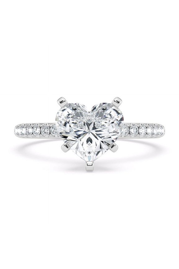 ry 1.7 Ct Heart Cut Moissanite Engagement Ring - 14K White Gold Plated Proposal Ring for Women - Perfect Anniversary or Birthday Gift - Solitaire Design for Her