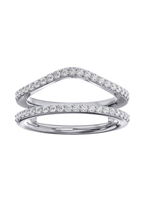 ry 1.7 Ct Round Cut Moissanite Bridal Stacking Ring for Her - 14K White Gold Plated Ring for Her - Enhancer Style Sterling Silver Engagement Ring - Wedding Proposal Ring for Her