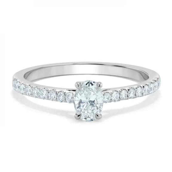 Spot Jewelry 1.8 Ct Oval Cut Moissanite Ring - 14K White Gold Plated Wedding Ring - Engagement Ring for Women's - Wedding Bridesmaid Gift for Her - Valentine's Day Gift Anniversary Gift Ring for Her