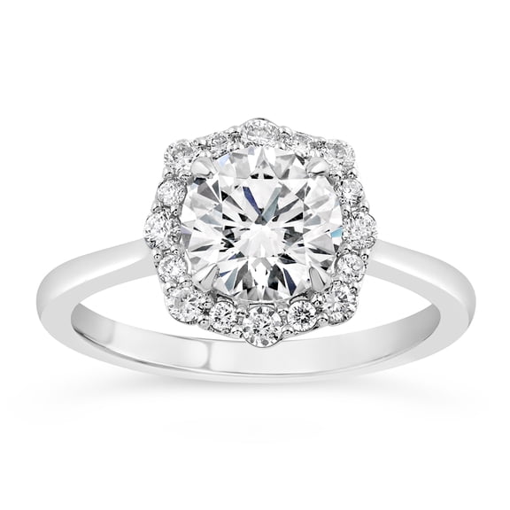 Spot Jewelry 1.9 Ct Round Cut Moissanite Rings - 14K White Gold Plated Ring - Multi-Stone Engagement Rings for Women's - Forever Rings for Her - Special Occasion Ring Women's - Bridal Jewelry