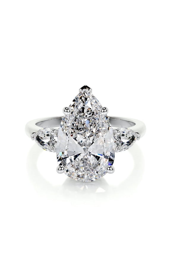 ry 14K White Gold Plated 2 Ct Pear Cut Engagement Rings - Prong Setting - Women's Moissanite Rings - Beautiful Proposal Jewelry - Perfect Gift for Weddings and Special Events