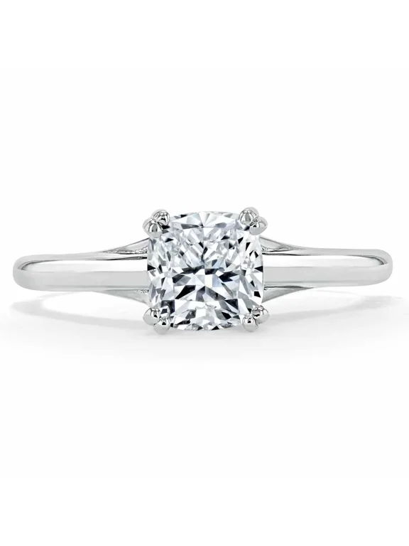 ry 14K White Gold Plated Engagement Rings for Her - 1.9 Ct Cushion Cut VVS1/D Moissanite Solitaire Rings - 40th Wedding Anniversary Gift for Women's - Christmas Moissanite Gifts