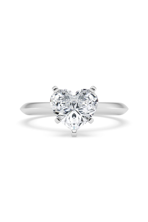 ry 14K White Gold Plated Ring - 1.8 Ct Heart Cut Moissanite Solitaire Hidden Halo Ring with Accent Stones - Engagement and Wedding Jewelry - Classic Sparkling Diamond Ring