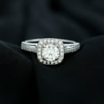 thumbnail image 1 of Spot Jewelry 14K White Gold Plated Ring - 1.8 Ct Oval Cut Diamond Ring for Her - Casual Daily Wear Rings for Women - Cushion Halo Diamond Rings for Birthday Gift - Bridal Stacking Engagement Rings, 1 of 5