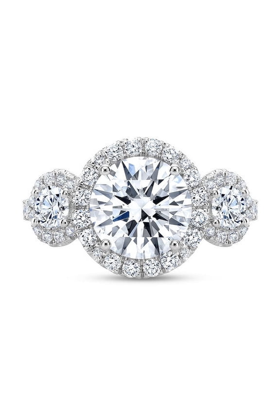 ry 14K White Gold Plated Ring for Her - 2.2 Ct Round Cut Moissanite Ring - Bridal Engagement Wedding Ring for Her - Christmas Special Gift for Her - Valentine Proposal Ring - New Year Gift