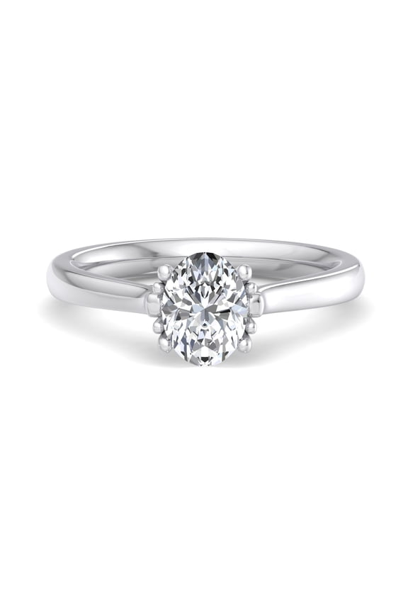 ry 14K White Gold Plated Ring - 2 Ct Oval Cut Moissanite - Simple Solitaire Ring for Daily Wear - Engagement Ring for Her - Thoughtful Gift for Loved Ones