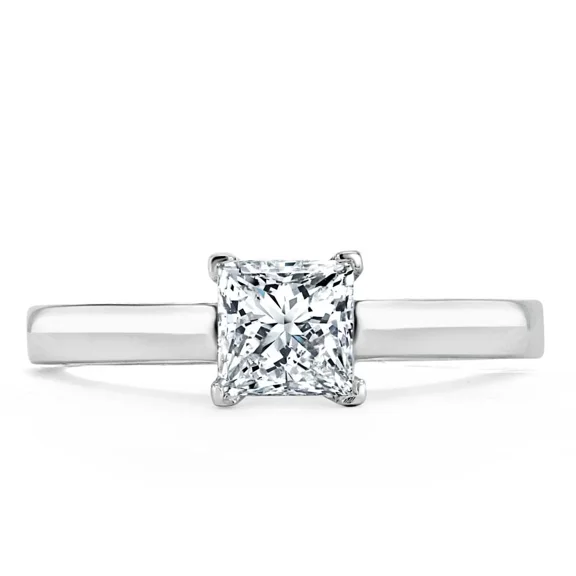 Spot Jewelry 14K White Gold Plated Wedding Ring - 1.9 Ct Princess Cut Moissanite Ring - Solitaire Engagement Ring for Women's - Anniversary Gift Clearance Ring for Her - Wedding Bridesmaid Gift