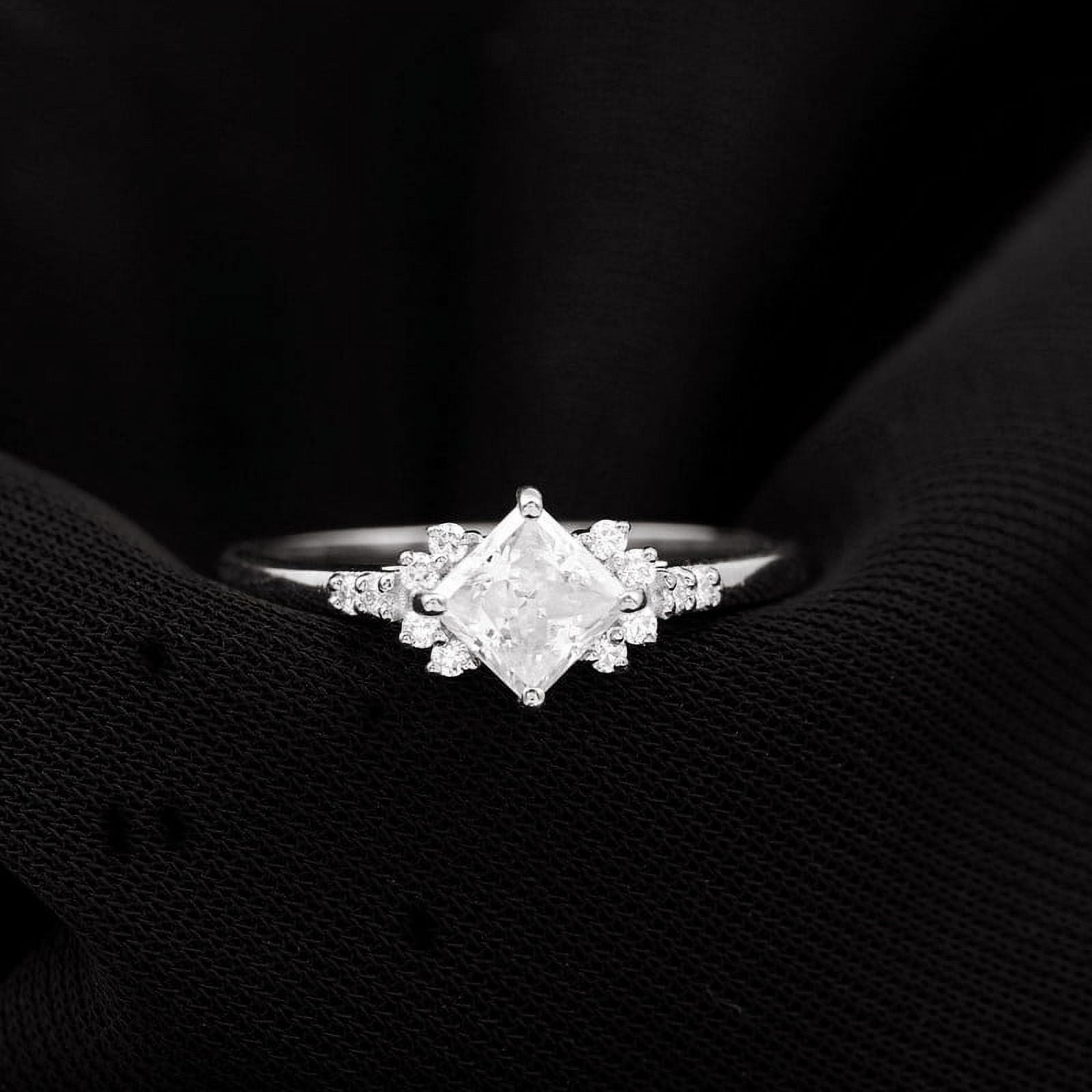 Spot Jewel 14K White Gold Rings - 1.7 Ct Princess Cut Diamond Ring - Engagement Wedding Diamond Jewelry for Women - Gorgeous Anniversary Gifts - Casual Daily Wear Rings - Promise Rings for Her