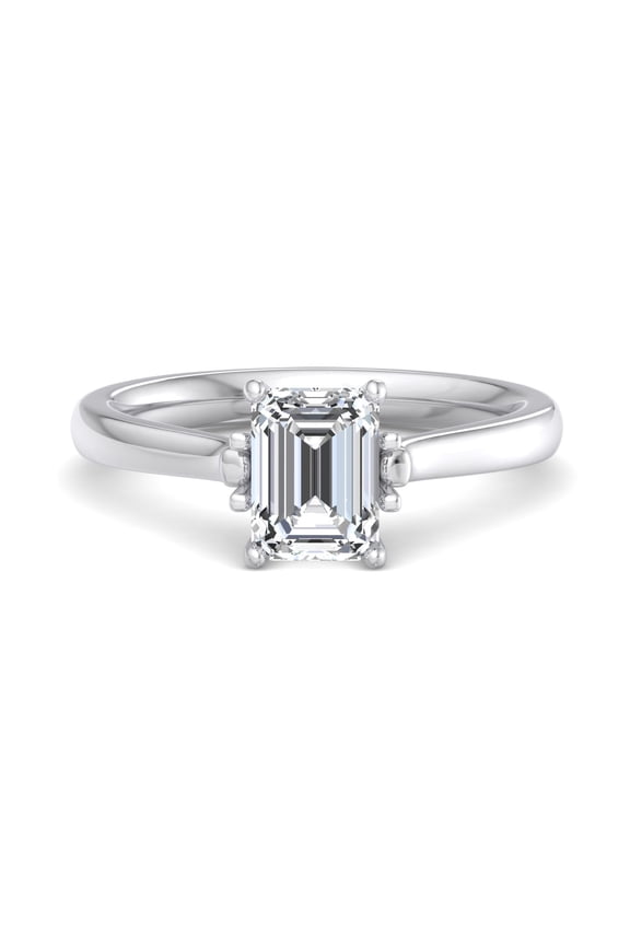 ry 2.1 Ct Emerald Cut Moissanite Ring - 14K White Gold Plated Simple Solitaire Ring for Women - Daily Wear Engagement Ring for Her - Ideal Gift for Any Occasion