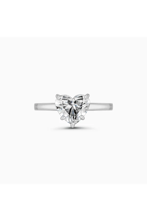ry 2.1 Ct Heart Cut Lab Moissanite Rings - 14K White Gold Plated Ring - Engagement Ring for Women's - Proposal Rings - Heart Shape Anniversary Gift - Wedding Jewelry