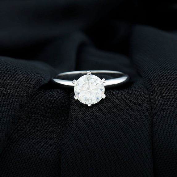 Spot Jewelry 2.1 Ct Round Cut Moissanite Anniversary Ring - 14K White Gold Plated Diamond Wedding Ring - Last Minute Anniversary Gifts for Wife - Solitaire Engagement Ring