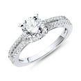 thumbnail image 1 of Spot Jewelry 2.1 Ct Round Cut Split Shank Moissanite Engagement Ring - 14K White Gold Plated Prong Set Ring - Stunning Women's Jewelry for Proposals, Weddings, or Anniversary, 1 of 6