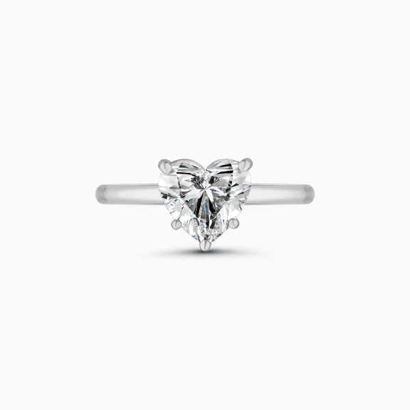 Spot Jewelry 2.2 Ct Heart Cut Lab Moissanite Ring - 14K White Gold Plated Ring - Engagement Ring - Heart Shape Anniversary Gift - Wedding Jewelry for Bridesmaids - Proposal Ring