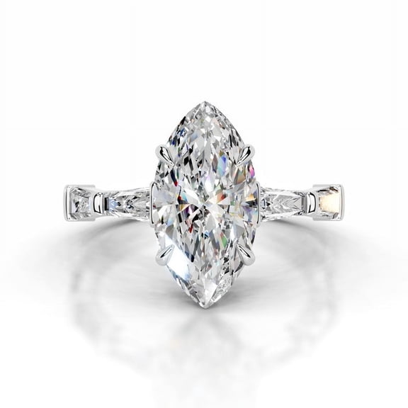 Spot Jewelry 2.3 Ct Marquise Cut Moissanite Engagement Ring - 14K White Gold Plated with Moissanite Rings for Women's - Perfect Women’s Ring for Proposal Wedding and Special Occasions