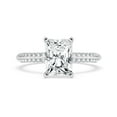 thumbnail image 1 of Spot Jewel 2.3 Ct Radiant Cut Diamond Ring - Hidden Halo Solitaire with Accent Stones - 14K White Gold Plated Wedding Jewelry for Women, 1 of 3