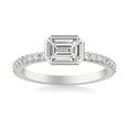 thumbnail image 1 of Spot Jewelry 2 Ct Emerald Cut Moissanite Ring - 14K White Gold Plated Solitaire with Accents Engagement Wedding Bezel Set Ring for Women - Chic Jewelry Gift for Her, 1 of 3