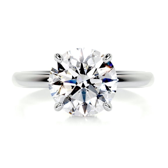 Spot Jewelry Beautiful 2.2 Ct Round Cut Moissanite Hidden Halo Engagement Ring - Moissanite 14K White Gold Plated - Perfectly Crafted Women's Ring for Engagement and Special Occasion