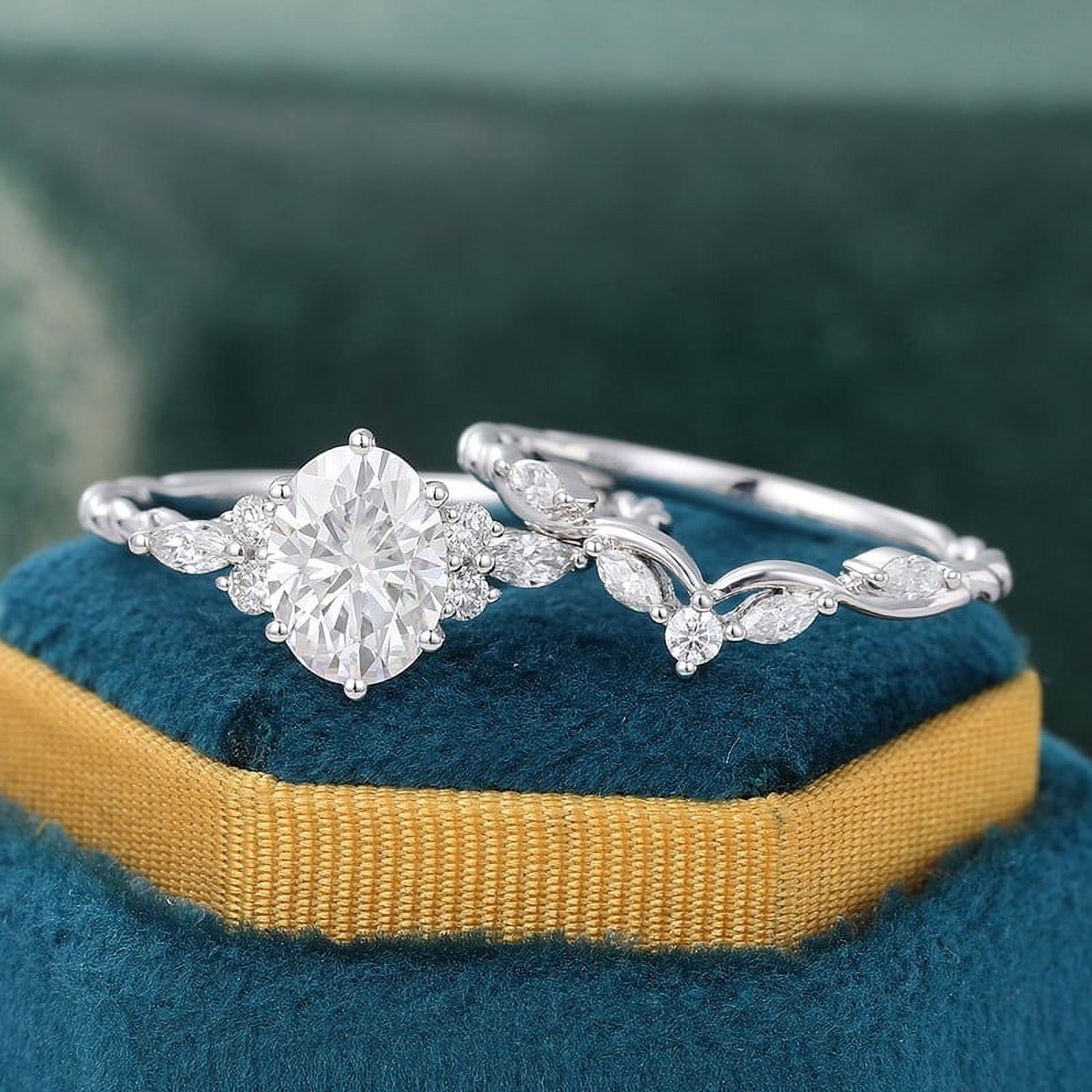 Spot Jewelry Brilliant 2.2 Ct Round Cut Diamond Ring - Silver 14K White Gold Plated Rings for Her - Solitaire with Accent Diamond Rings for Women - Engagement wedding Diamond Rings for Women