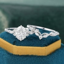 Spot Jewelry Brilliant 2.2 Ct Round Cut Diamond Ring - Silver 14K White Gold Plated Rings for Her - Solitaire with Accent Diamond Rings for Women - Engagement wedding Diamond Rings for Women