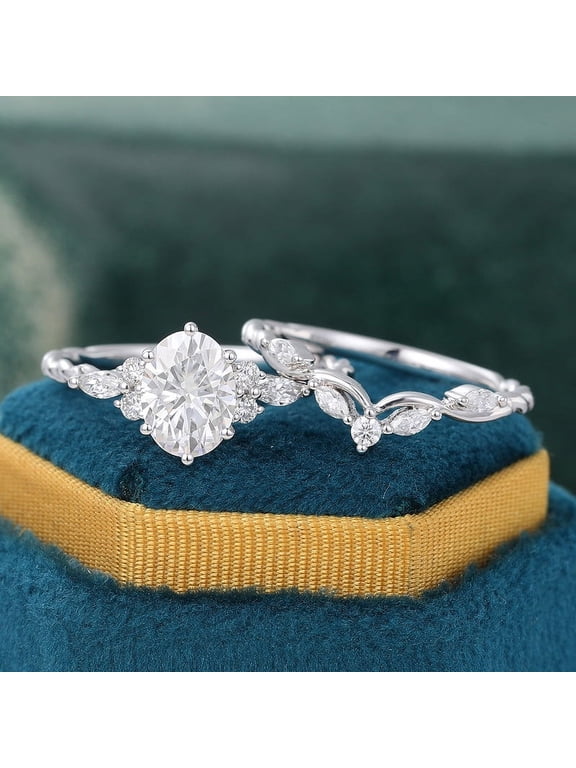 2.2 Ct Round Cut Solitaire Lab-Created Simulated Diamond Ring for Women, Silver 14K White Gold Plated Band with Accent Stones, Engagement Wedding Ring