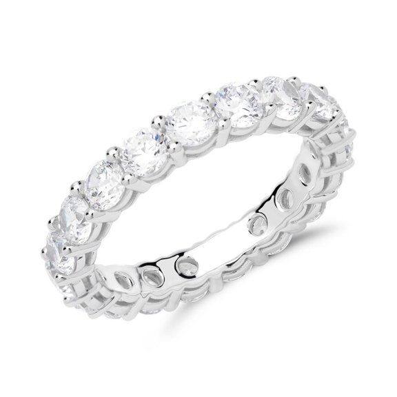 Spot Jewelry Classic 2.1 Ct Round Cut Moissanite Engagement Ring - 14K White Gold Plated Moissanite - Stunning Prong Sett for Women - Perfect for Engagements Anniversary and Romantic Gifts