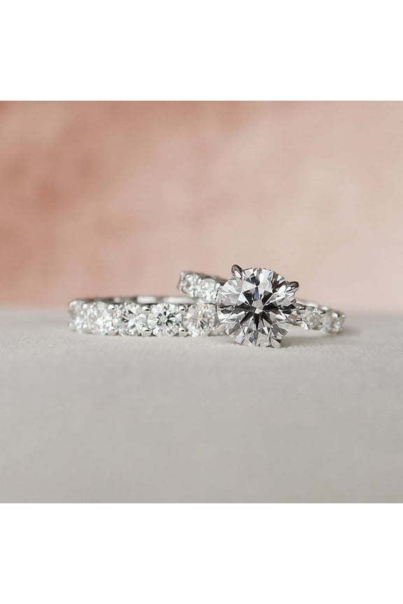 ry White Gold Plated 14K Diamond Rings - Round Cut Brilliant 1.6 Ct Diamond Rings for Women - Bridal Stacking Engagement Wedding Ring for Women - Engagement Diamond Rings