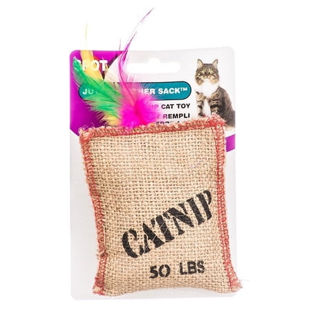Spot ST2984M Jute & Feather Sack with Catnip Cat Toys