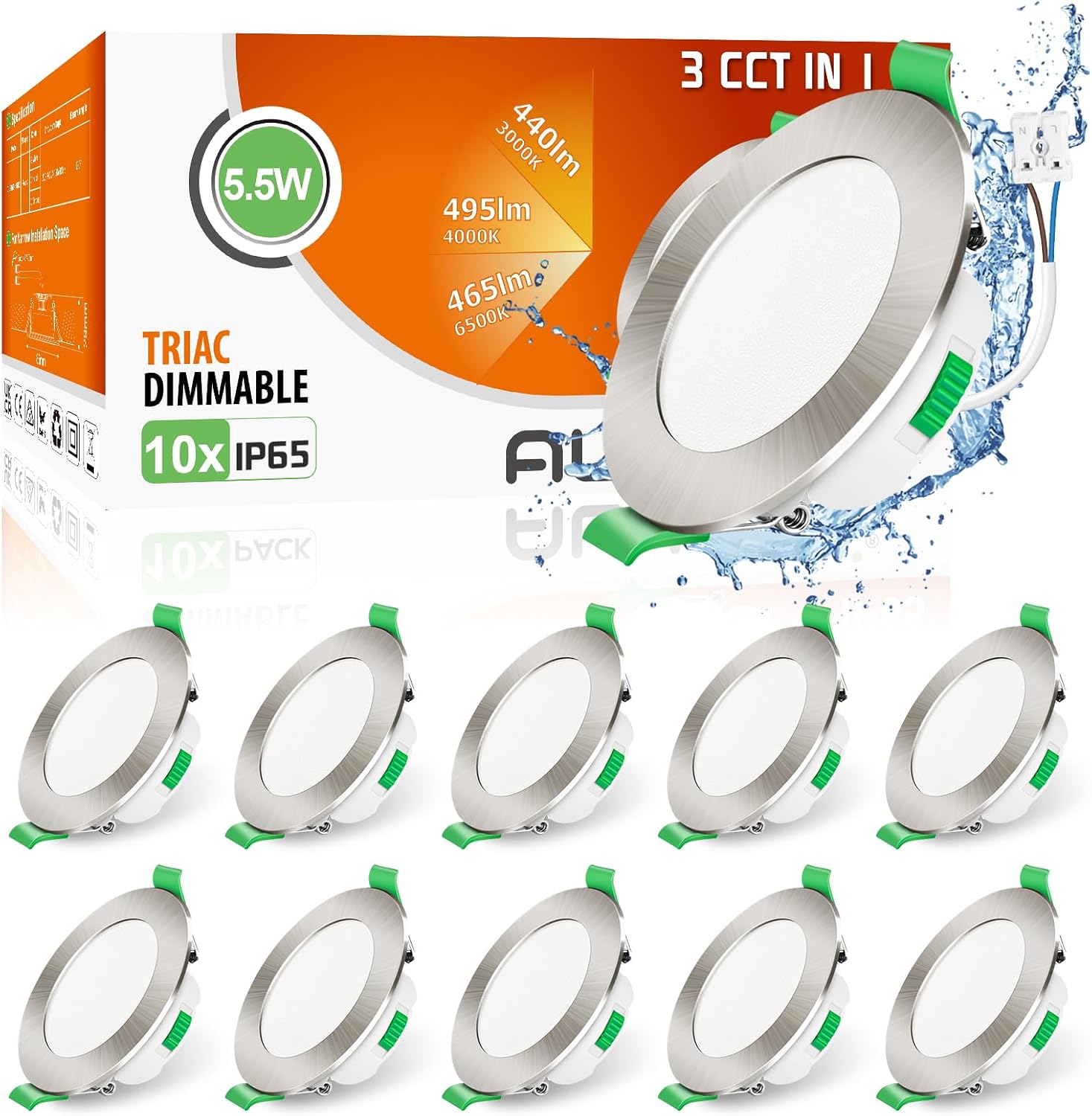Lot De 6 Spots LED Encastrables Heromind - Dimmable, IP44, 3000K-6000K | Pour Salon, Salle De Bain