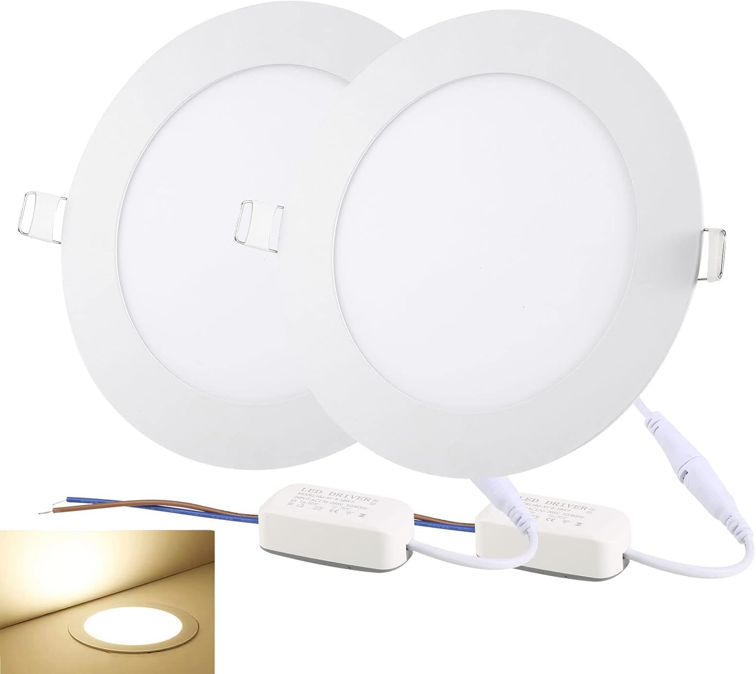 Lot De 5 Spots LED Encastrables 8W - 2700K Blanc Chaud - Découpe 68-85mm - IP44 - Équivalent 60W