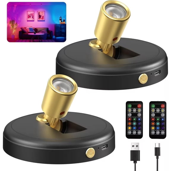 Spot Lights Indoor Led Spotlight - Rechargeable Battery Wireless Up Lights Indoor(2RGB)