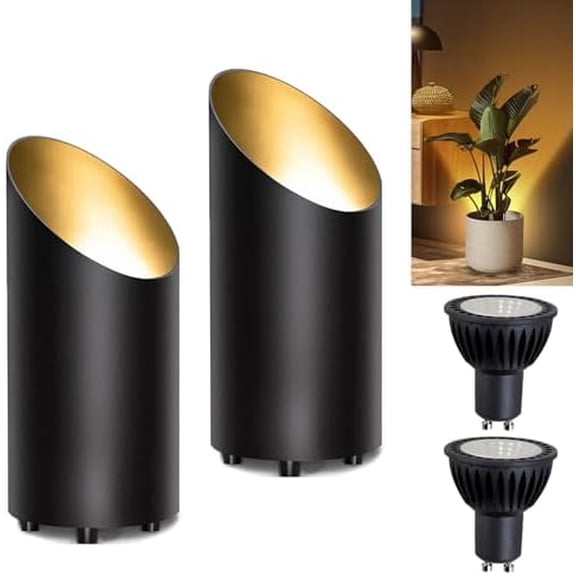 Spot Lights Indoor Uplights 8W Floor Can Uplighting Indoor with 3000K GU10 Bulb Desktop Corner Accent Lighting for Home Plant Picture Living Room with 5.9 FT Plug Cord and Foot Switch(2Pack)