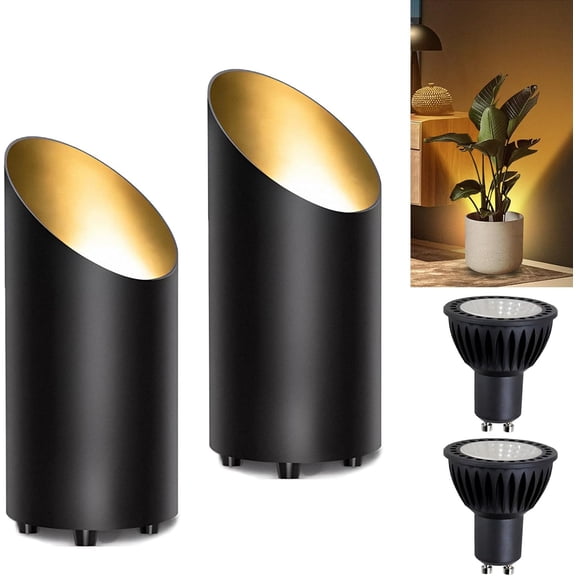 Spot Lights Indoor Uplights 8W Floor Can Uplighting Indoor with 3000K GU10 Bulb Desktop Corner Accent Lighting for Home Plant Picture Living Room with 5.9 FT Plug Cord and Foot Switch(2Pack)