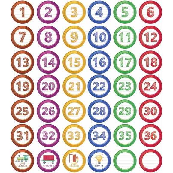 Spot Marker Sticker Graffiti Shadow Floor Sticker Number Marker Stickers 1-36 Classroom Line Up Stickers 42 Pcs DIY Game Line Up Spots for Classroom Floor for Nursery Chair Cabinet Multi-color