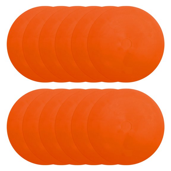 Spot Markers 6 Inch, 12 Pcs Non-Slip Floor Dots Agility Markers Flat Field Cones Poly Dot with Hole, Orange