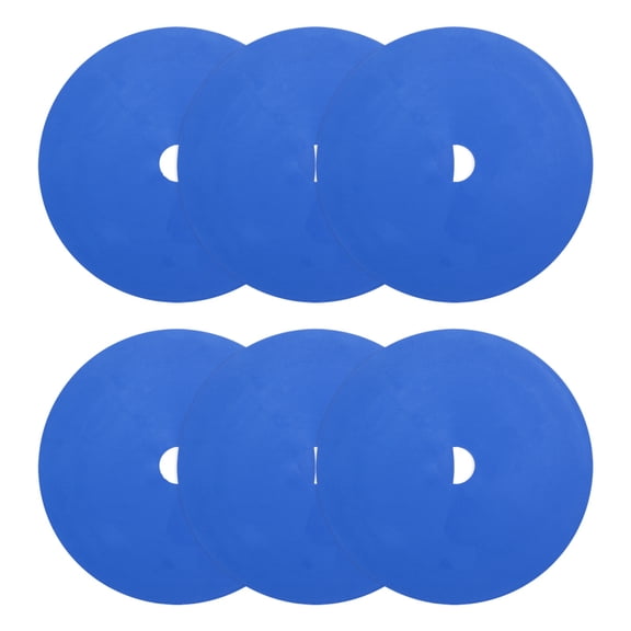 Spot Markers 6 Inch, 6 Pcs Non-Slip Floor Dots Agility Markers Flat Field Cones Poly Dots with Hole, Blue