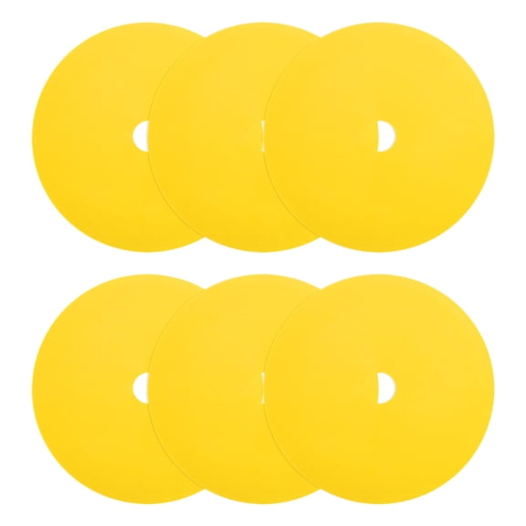 Spot Markers 6 Inch, 6 Pcs Non-Slip Floor Dots Agility Markers Flat Field Cones Poly Dots with Hole, Yellow