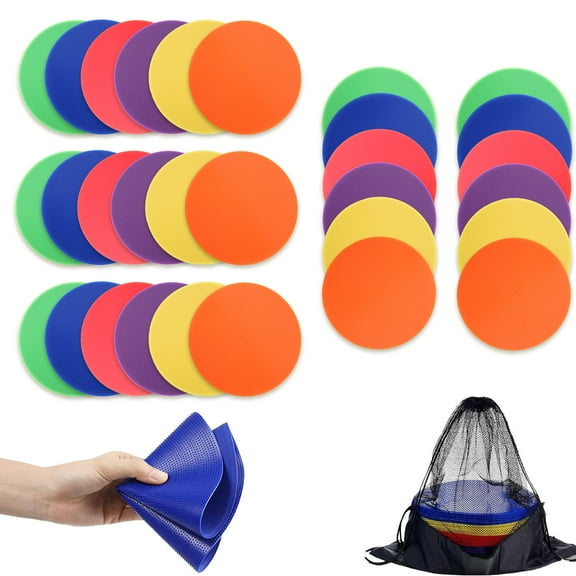 Spot Markers, 9inch No Slip Rubber Agility Markers for Agility Dot for Indoor Outdoor Soccer Basketball Sports Speed Training Drills W/Bag-Set of 30 (6 Colors)