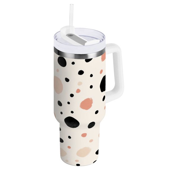 Spot Pattern Water Bottles 30oz Insulated Tumblers Double-Walled Ergonomic Handle Leak Proof