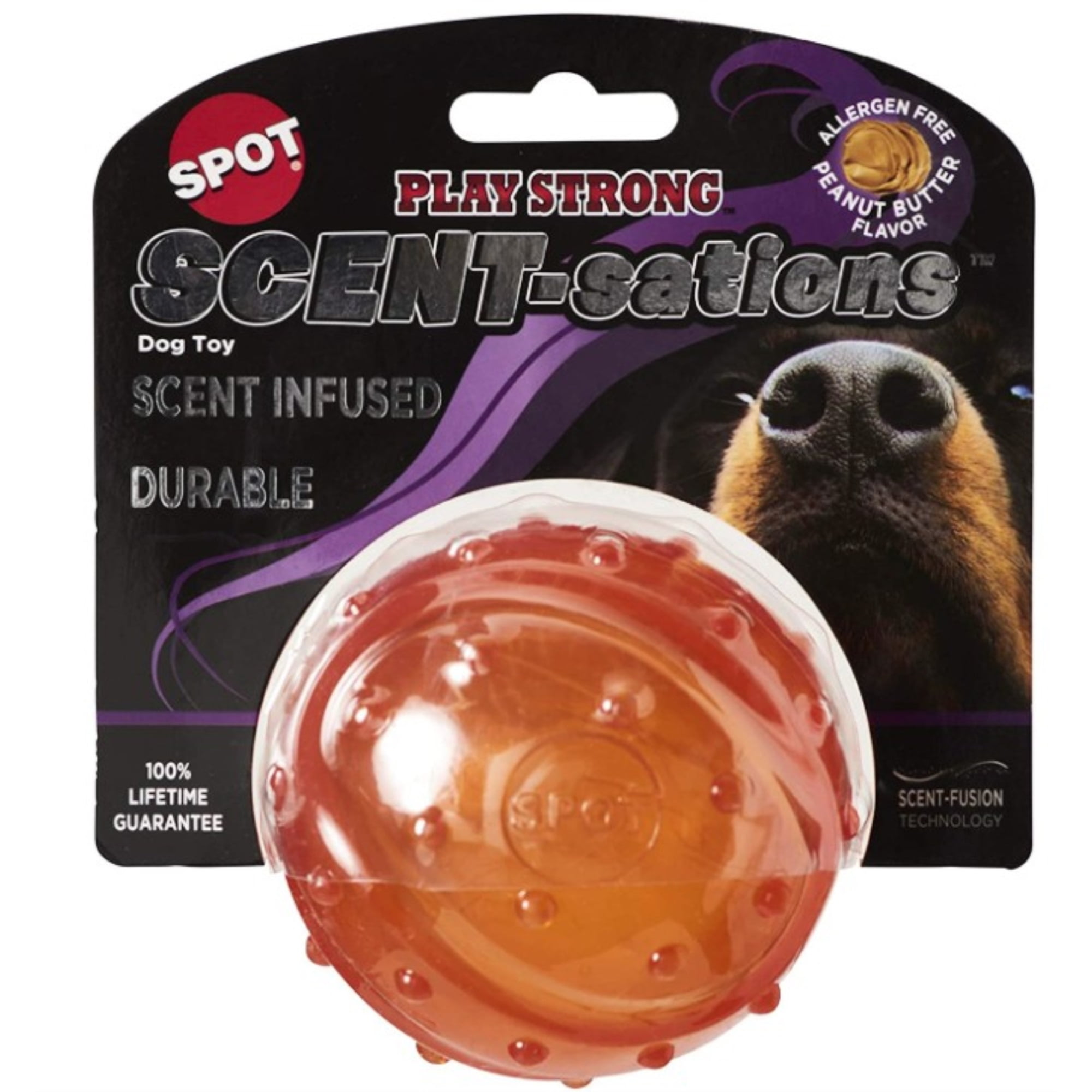 Playology Puppy Sensory Ball Peanut Butter Dog Toy, Blue, Small
