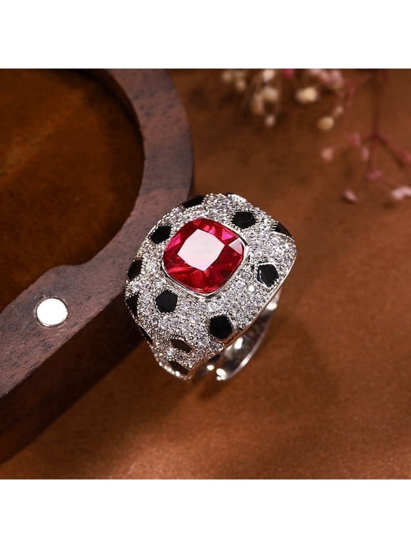 Spot Shape Red, Cubic Zirconia Ring, Copper, 1