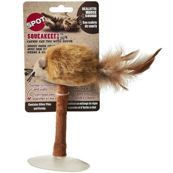 Spot Squeakeeez Suction Cup Mouse Toy Assorted Colors [Cat, Toys Catnip] 1 count