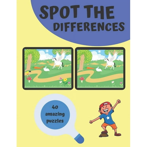 Spot The Differences 40 Amazing Puzzles: Stay Home Guessing Games For Kids and Adults
